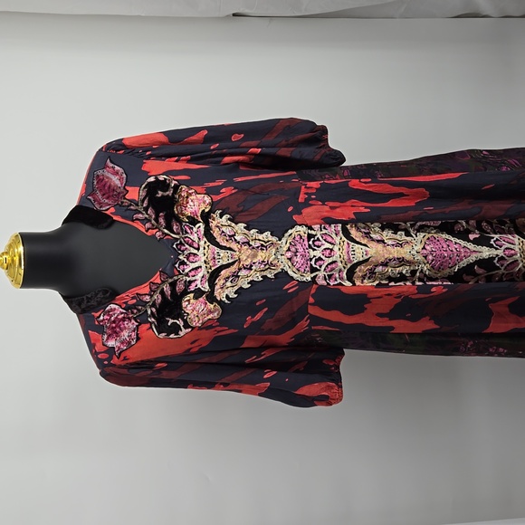 Soft Surroundings Epiphany Maxi Dress Velvet Floral Mixed Panel Rayon Plus SZ 14 - Picture 7 of 17